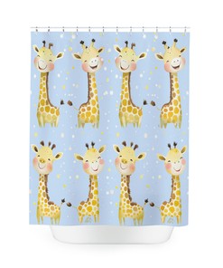 Fun And Colorful Happy Giraffes Shower Curtain For Bathroom Decor