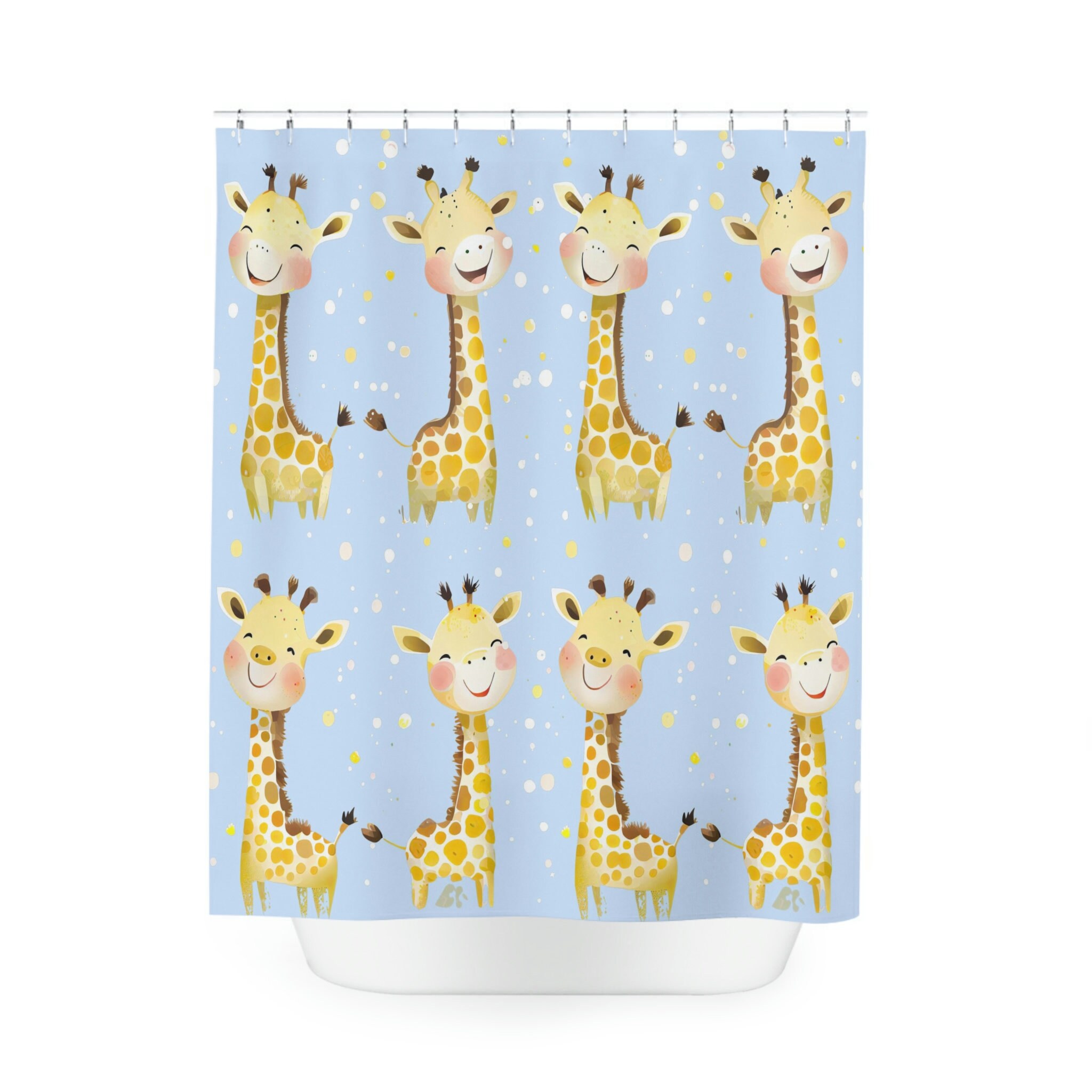 Fun And Colorful Happy Giraffes Shower Curtain For Bathroom Decor