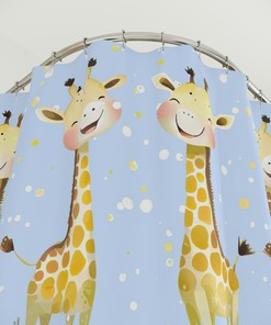 Fun And Colorful Happy Giraffes Shower Curtain For Bathroom Decor
