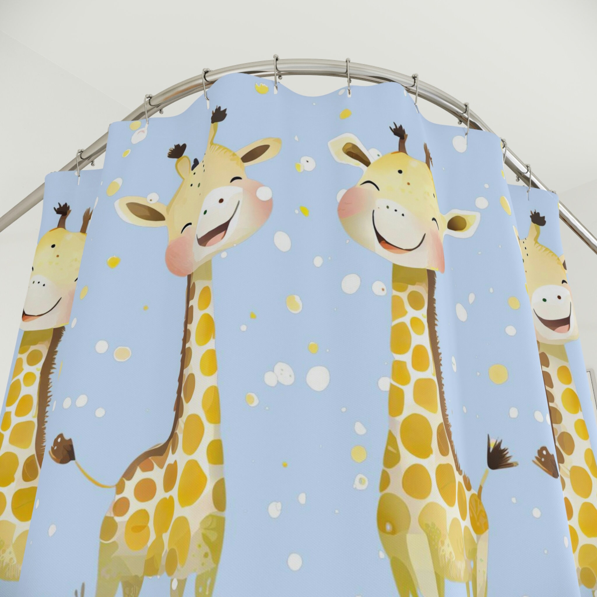 Fun And Colorful Happy Giraffes Shower Curtain For Bathroom Decor