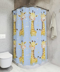 Fun And Colorful Happy Giraffes Shower Curtain For Bathroom Decor