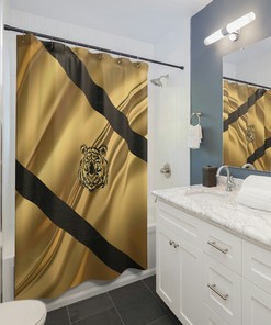 Fun And Funky Golden Tiger Shower Curtain For Kids Bathroom - Elegant And Stylish