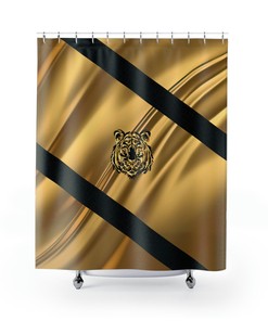 Fun And Funky Golden Tiger Shower Curtain For Kids Bathroom - Elegant And Stylish