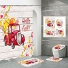 Fun And Playful Cartoon Sedan Pumpkin Fabric Shower Curtain For Halloween Bathroom Decor