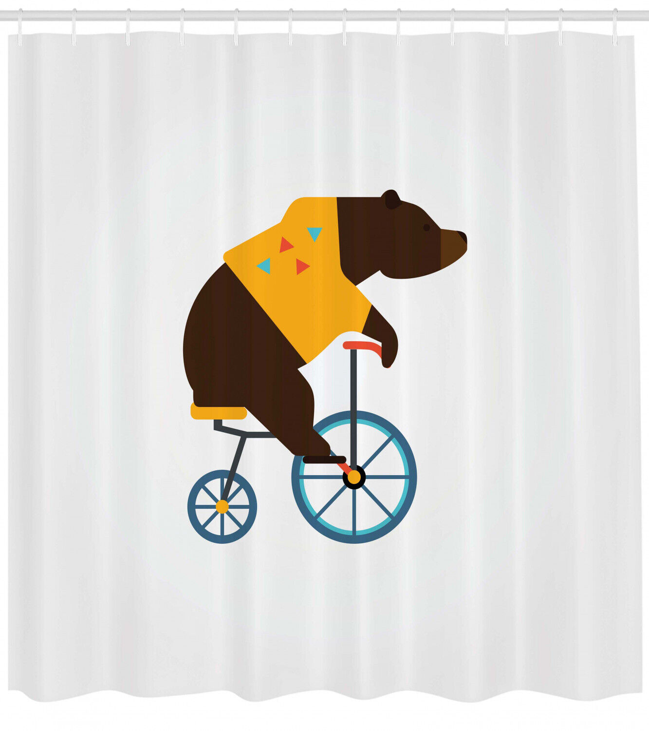 Fun And Playful Cartoon Shower Curtain With Bear Bicycle Circus Print For Bathroom Decor - Image 2