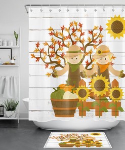 Fun And Playful Cartoon Symbol Flamingo And Unicorn Fabric Shower Curtain For Bathroom Decor