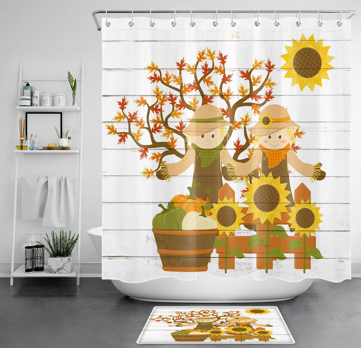 Fun And Playful Cartoon Symbol Flamingo And Unicorn Fabric Shower Curtain For Bathroom Decor