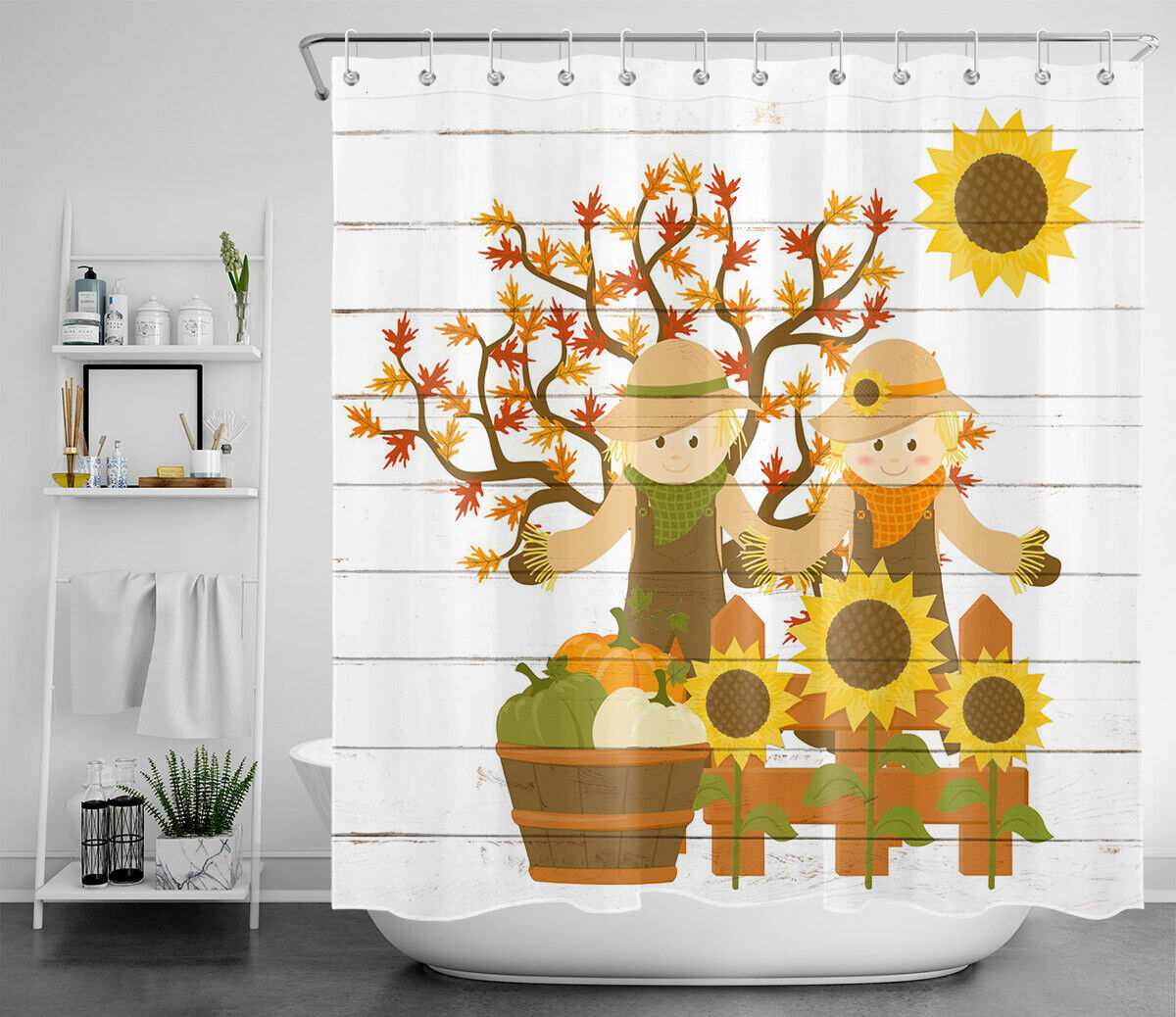 Fun And Playful Cartoon Symbol Flamingo And Unicorn Fabric Shower Curtain For Bathroom Decor - Image 2