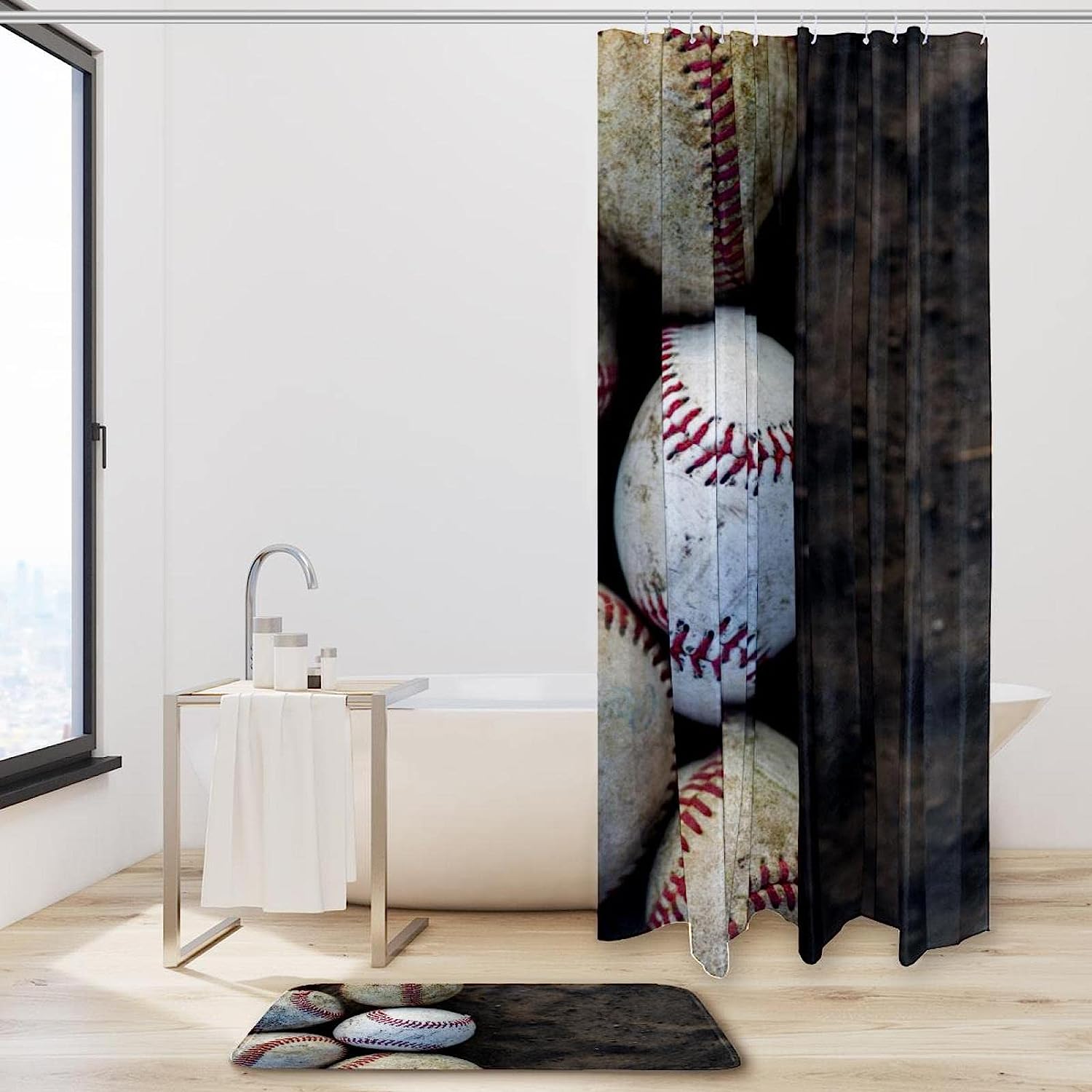 Fun And Playful Cloud Mushroom Rainbow Moon Watermelon Shower Curtain - Image 2