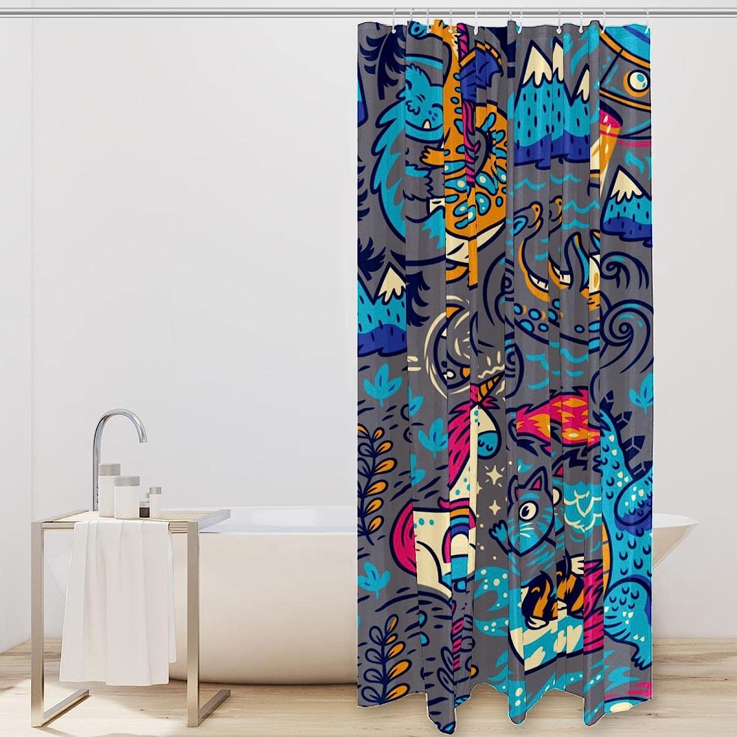 Fun And Playful Dinosaur Shower Curtain For A Vibrant And Colorful Bathroom Decor - Image 2