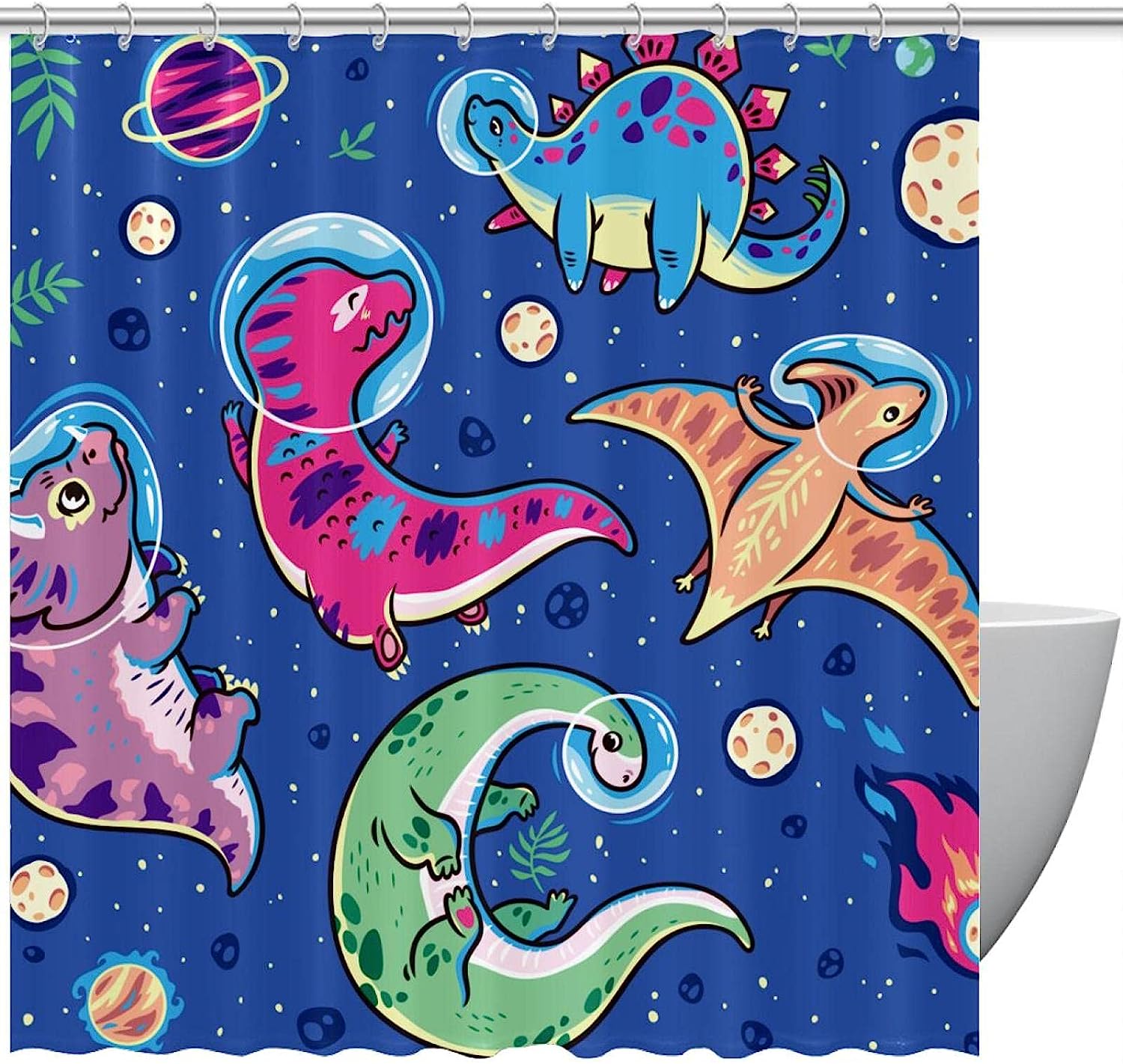 Fun And Playful Dinosaur Shower Curtain That Adds A Touch Of Whimsy To Your Bathroom