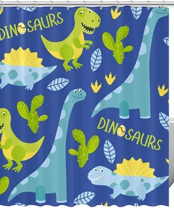 Fun And Playful Dinosaur Shower Curtain With High-Quality Fabric For A Durable And Effective Bathroom Decor