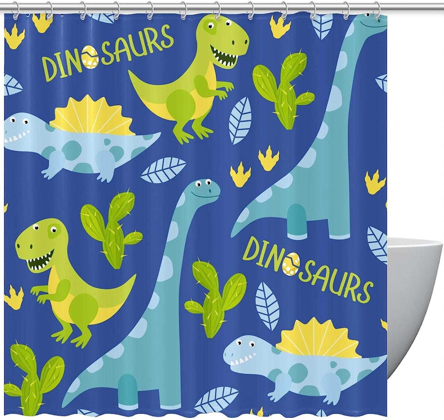 Fun And Playful Dinosaur Shower Curtain With High-Quality Fabric For A Durable And Effective Bathroom Decor