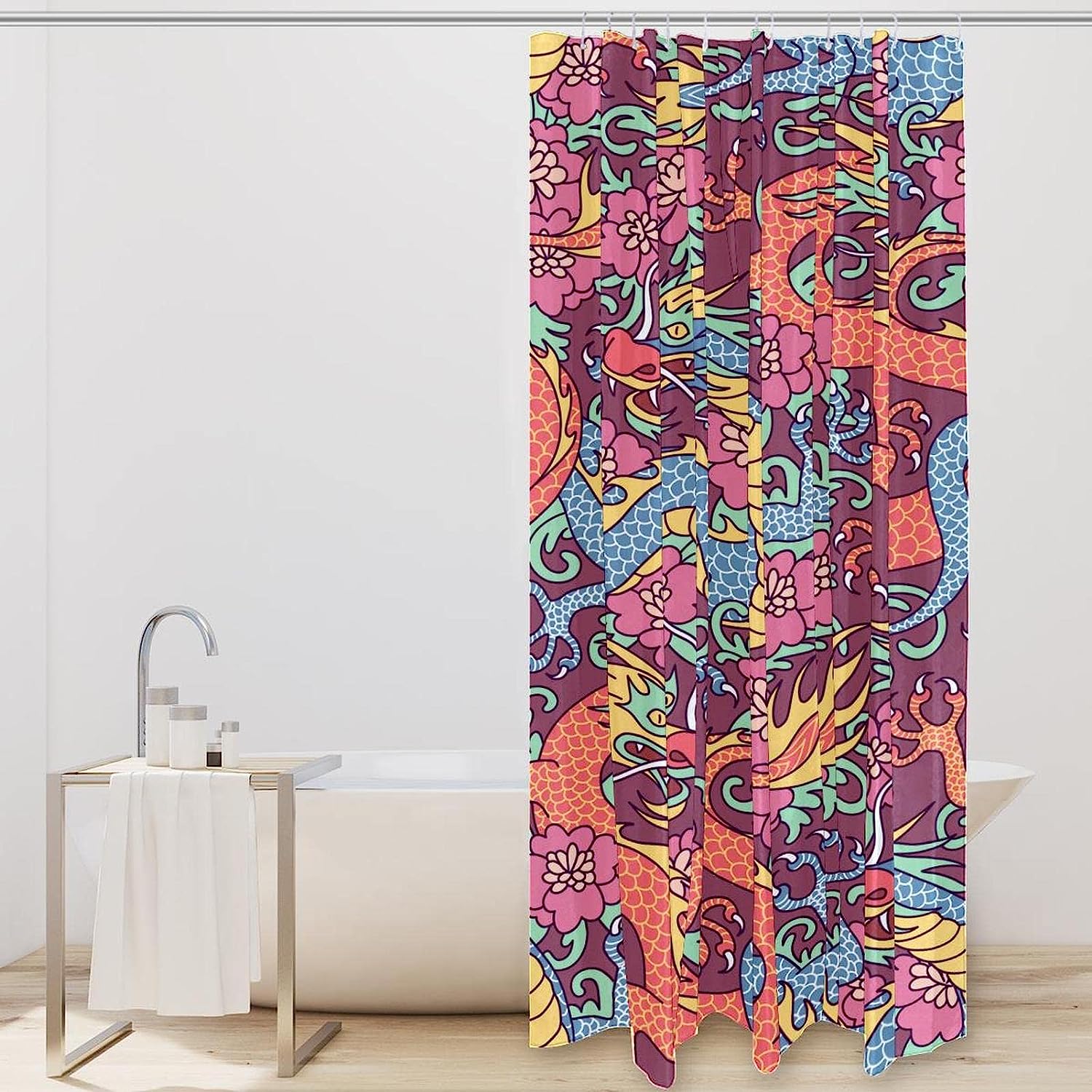 Fun And Playful Dragon Pattern Shower Curtain Set For Any Bathroom - Image 2