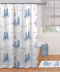 Fun And Snowy Disney Frozen Shower Curtain And Hook Set For Kids Bathroom