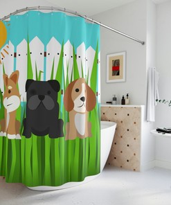Fun And Sunny Summer Day Shower Curtain With Dog Days Of Summer Theme For Dog Lovers