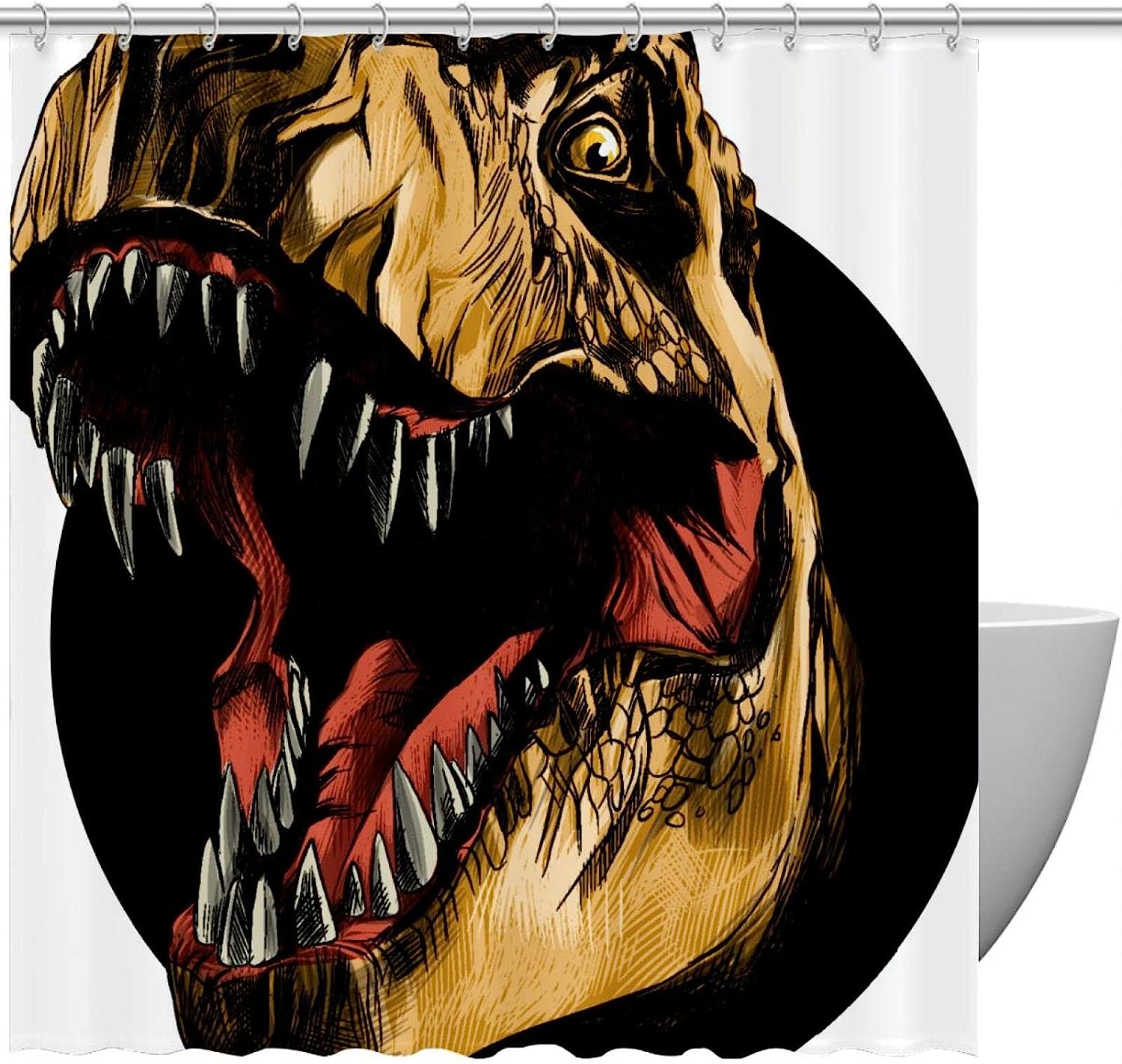 Fun And Vibrant Dinosaur Shower Curtain For A Colorful And Playful Bathroom Decor