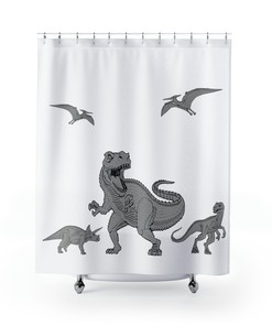 Fun And Waterproof Dinosaur Shower Curtain For Lively Homes