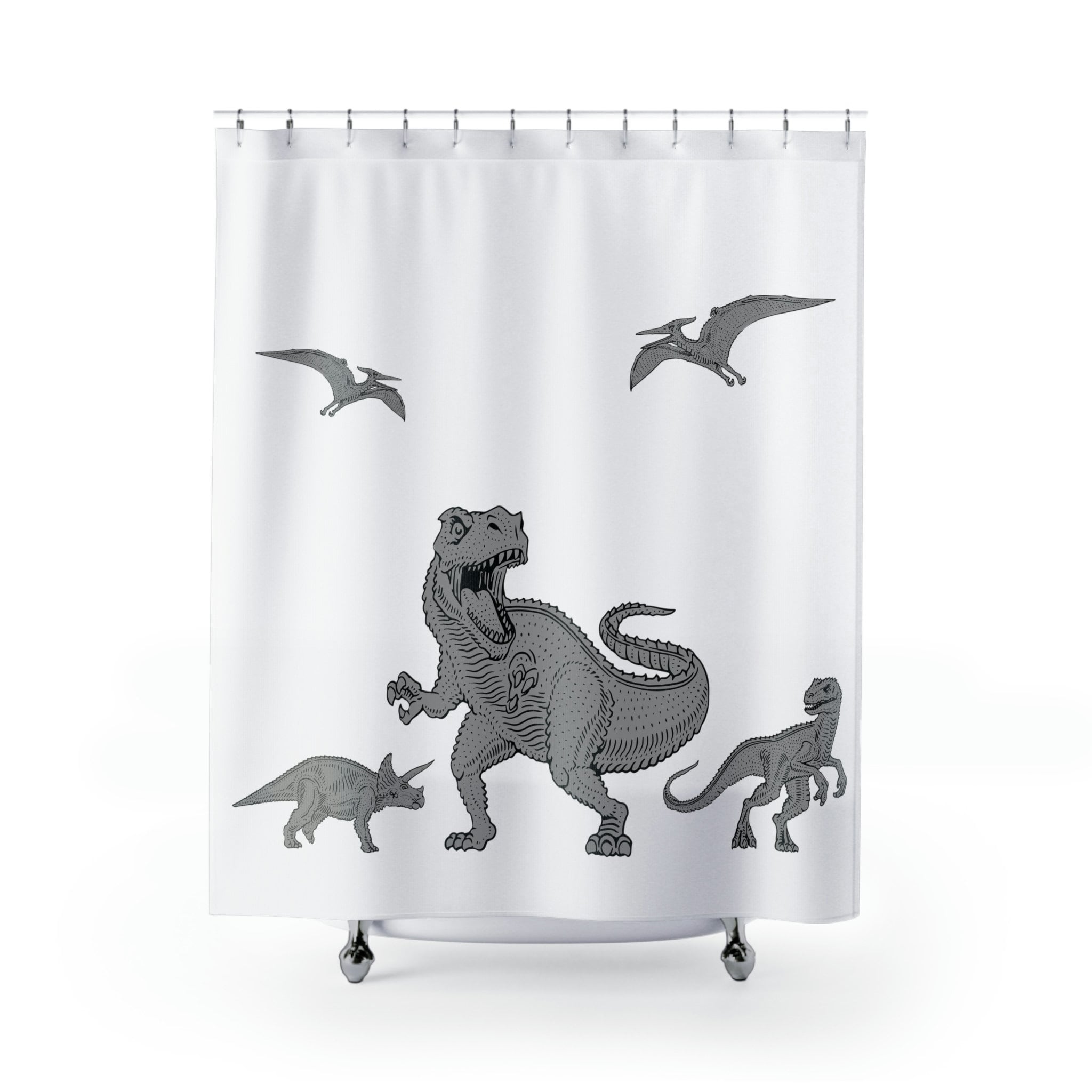 Fun And Waterproof Dinosaur Shower Curtain For Lively Homes