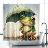 Fun And Whimsical Frog With Umbrella Funny Fabric Shower Curtain - A Perfect Addition To Your Bathroom Decor