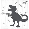 Fun Black and White Dino Silhouette Shower Curtain for Boys and Teenagers Bathroom Decor