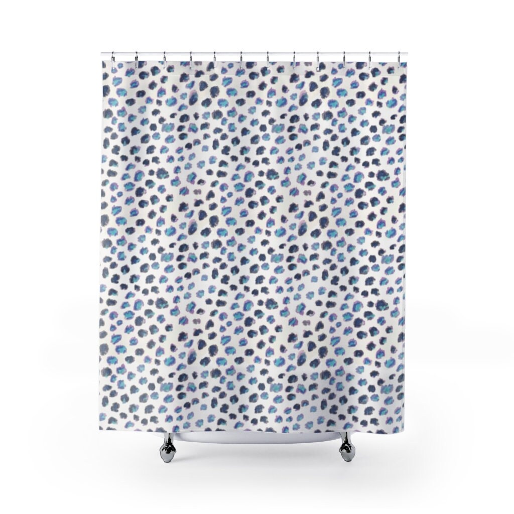Fun Blue Cheetah Shower Curtain For Animal Print Bathroom Decor - Image 2