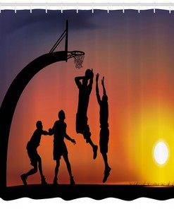 Fun Boys Play Basketball Print for Bathroom Teen Room Shower Curtain