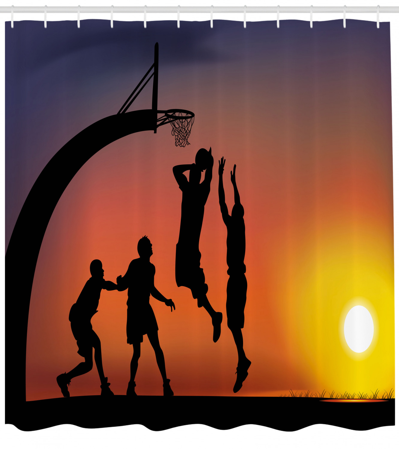 Fun Boys Play Basketball Print for Bathroom Teen Room Shower Curtain