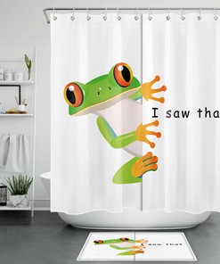 Fun Cartoon Artwork Funny Frog Shower Curtain - Adorable Bathroom Accessory
