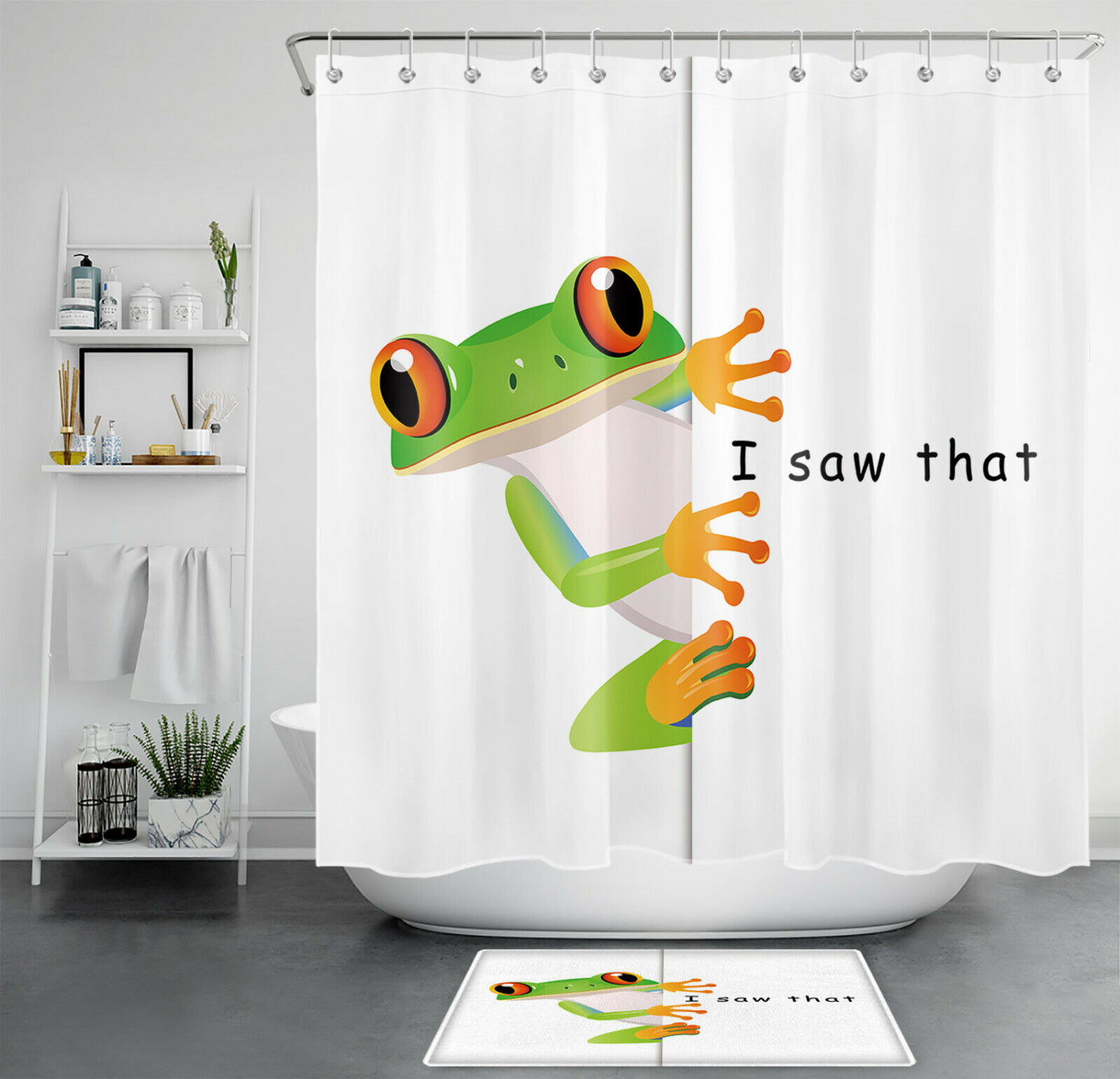 Fun Cartoon Artwork Funny Frog Shower Curtain - Adorable Bathroom Accessory