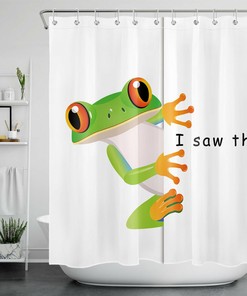 Fun Cartoon Artwork Funny Frog Shower Curtain - Adorable Bathroom Accessory