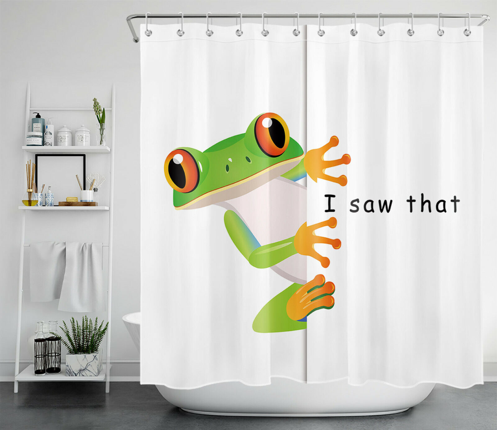 Fun Cartoon Artwork Funny Frog Shower Curtain - Adorable Bathroom Accessory