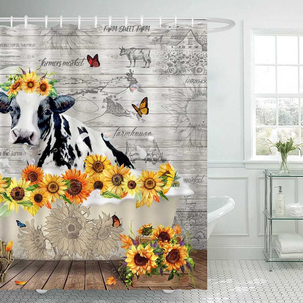 Fun Cow Print Shower Curtain - Add Rustic Charm To Your Bathroom - Image 2
