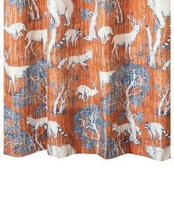 Fun Deer And Bears Print Shower Curtain, Orange Microfiber Bathroom Curtain - Saltoro