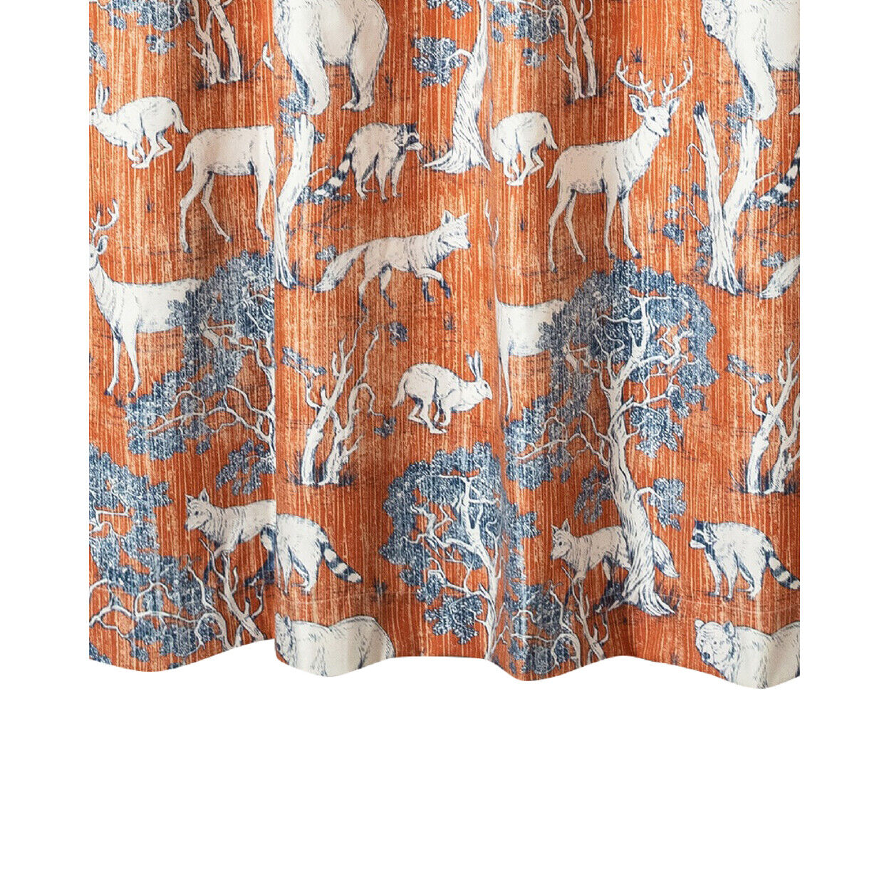 Fun Deer And Bears Print Shower Curtain, Orange Microfiber Bathroom Curtain - Saltoro