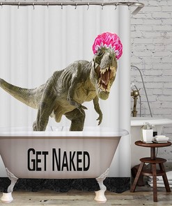 Fun Dino Raptor Shower Curtain For Kid'S Bathroom