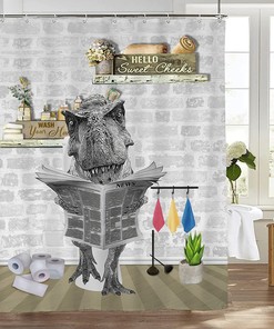 Fun Dino Shower Curtain For Kids And Women - Cute And Funny Bathroom Decor