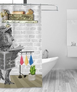 Fun Dino Shower Curtain For Kids And Women - Cute And Funny Bathroom Decor