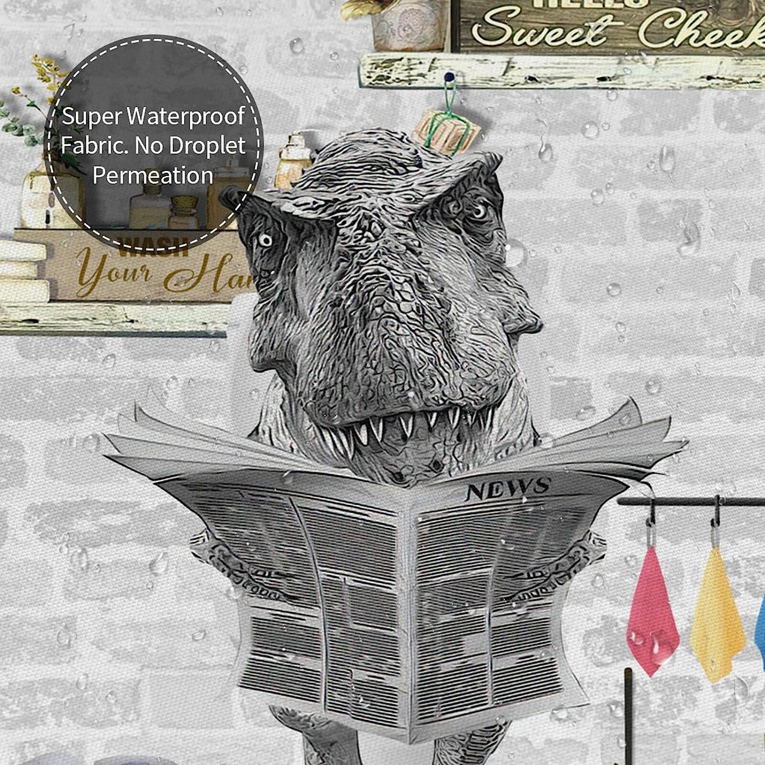 Fun Dino Shower Curtain For Kids And Women - Cute And Funny Bathroom Decor