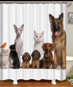 Fun Dog And Cat Shower And Bath Curtain - Cute Bathroom Decor