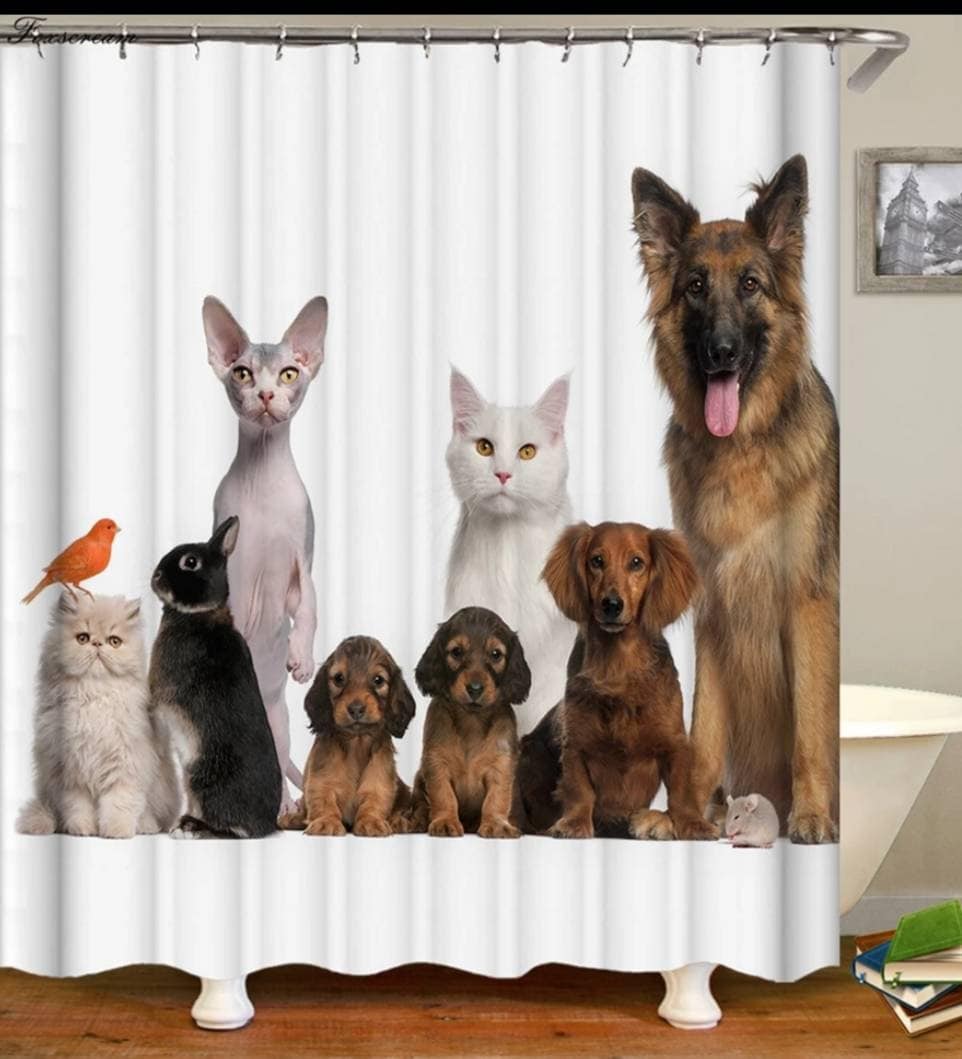 Fun Dog And Cat Shower And Bath Curtain - Cute Bathroom Decor