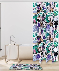 Fun Elephant Giraffe Lion Dinosauts Shower Curtain For Your Bathroom