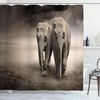 Fun Elephant Shower Curtain With Safari Tropical Lands Print For Your Bathroom