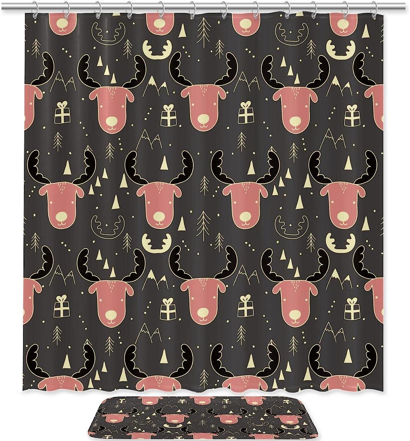 Fun Festive Moose And Snowflakes Shower Curtain - Bathroom Decor