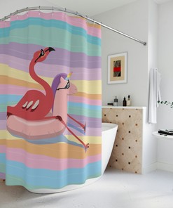 Fun Flamingo Bath Curtain For Home Or Beach House Bathroom Decor