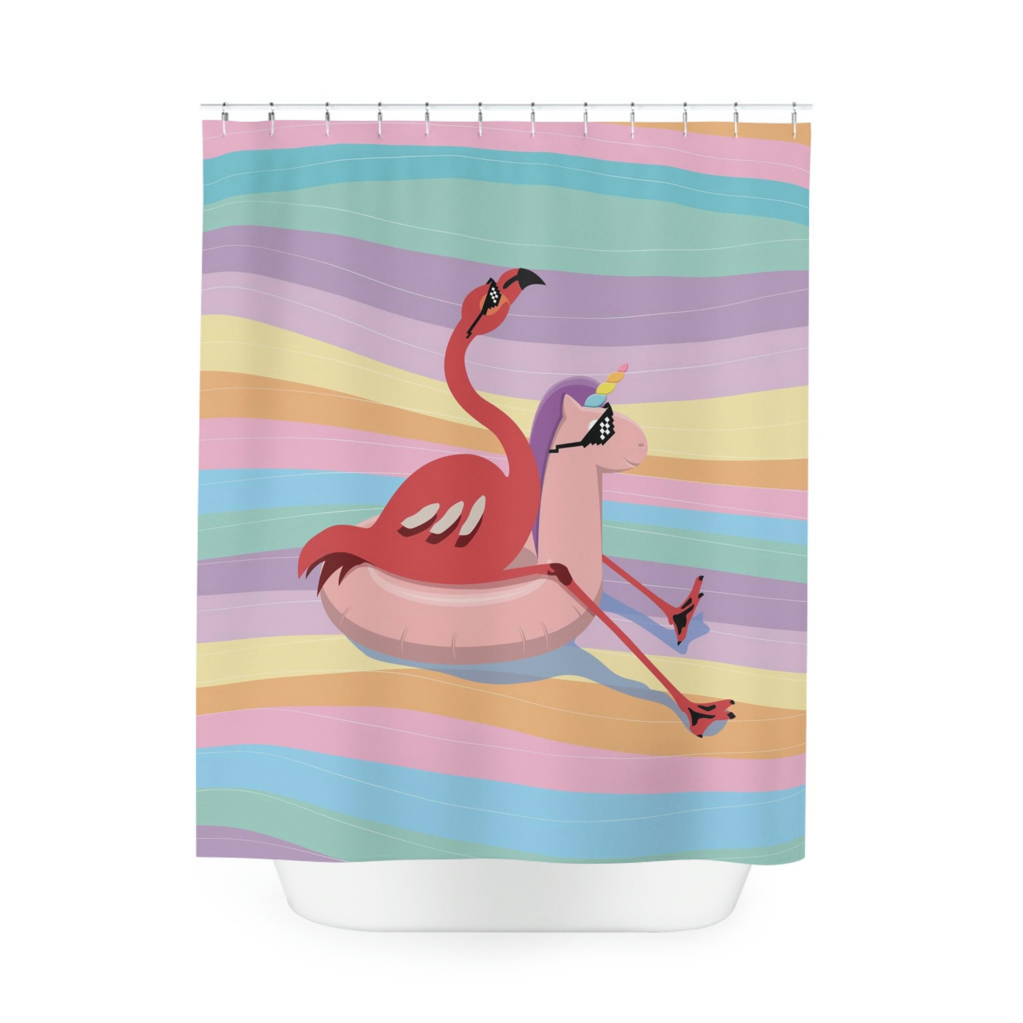 Fun Flamingo Bath Curtain For Home Or Beach House Bathroom Decor