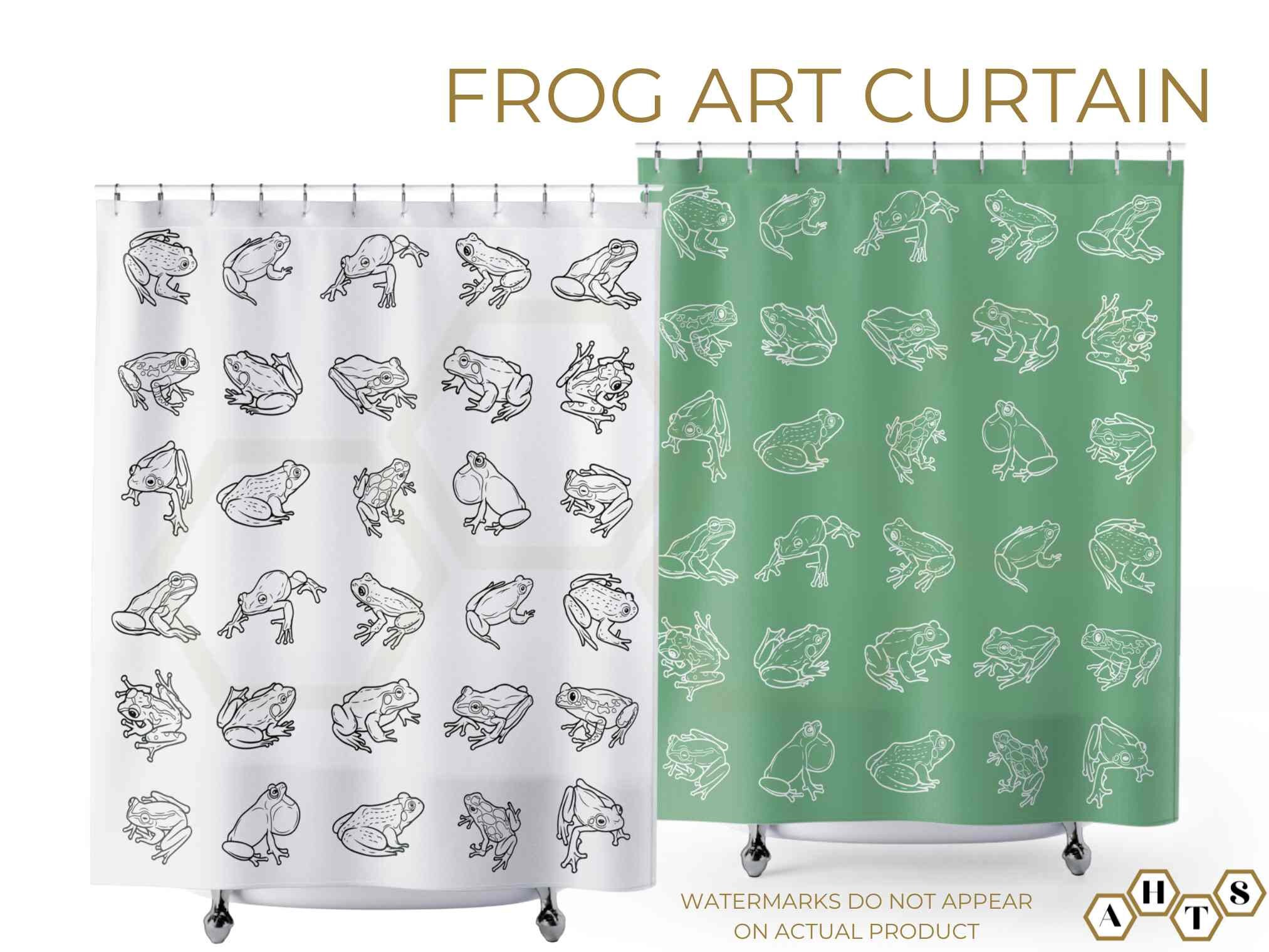 Fun Frog Art Print Bathroom Shower Curtain for Kids Bathroom Decor