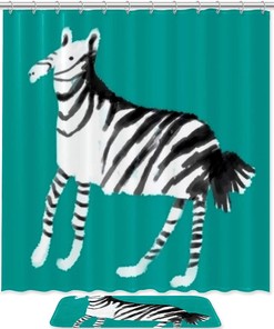 Fun Green Zebra Fabric Shower Curtain Liner For Safari-Inspired Bathroom Decor