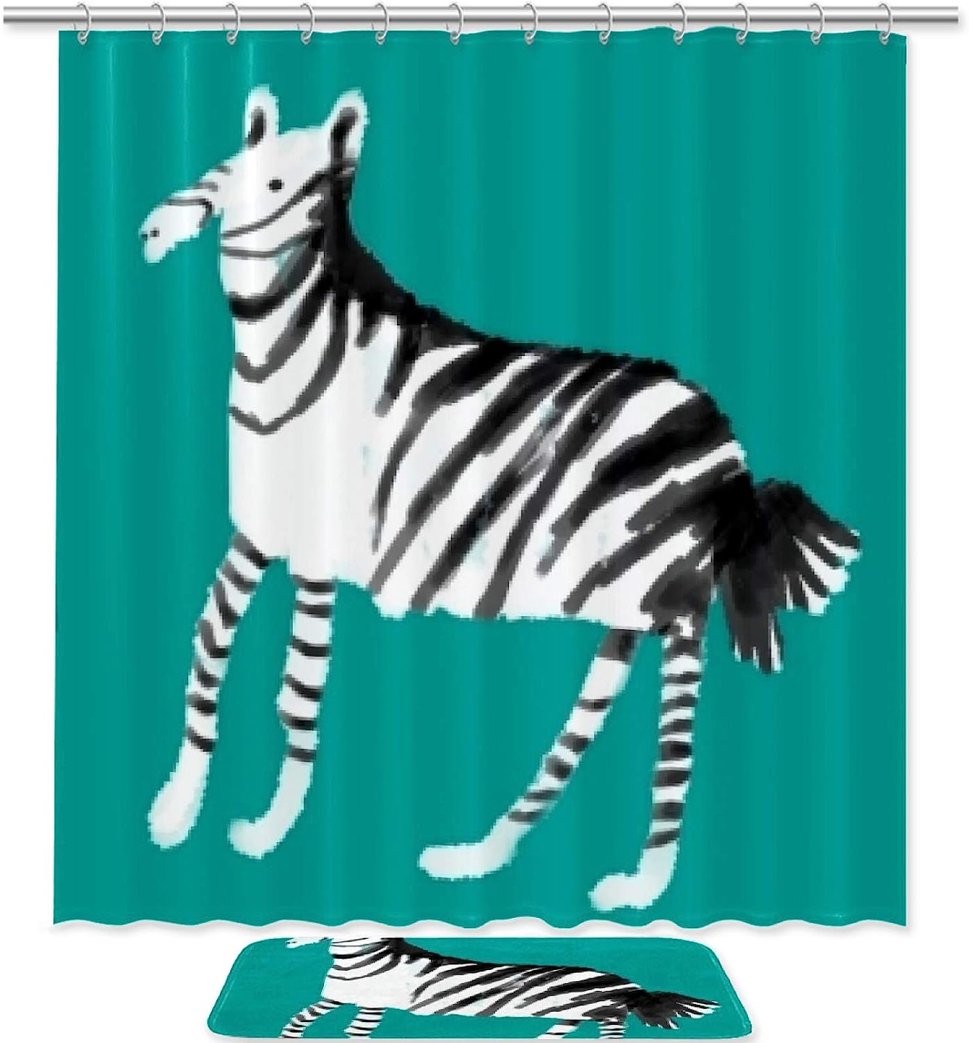 Fun Green Zebra Fabric Shower Curtain Liner For Safari-Inspired Bathroom Decor