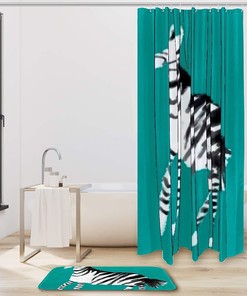 Fun Green Zebra Fabric Shower Curtain Liner For Safari-Inspired Bathroom Decor